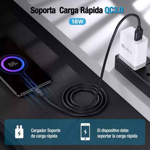 Pack De 10 Cables Micro V8 Carga Rápida Usb 1 Metro