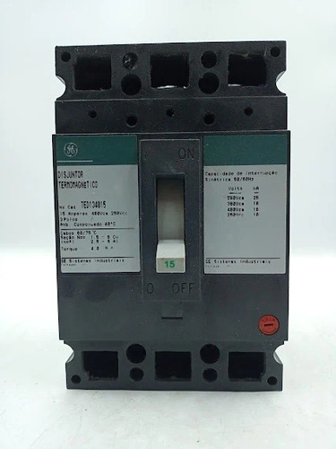 Breaker General Electric Ted 3x15 Amp 480v