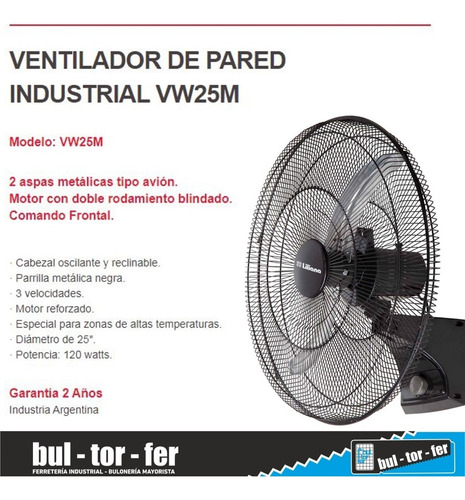 Imagen 4 de 7 de Ventilador De Pared Industrial Liliana 25 Pulgadas