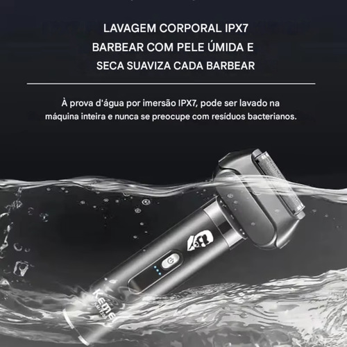 Aparelho De Barbear Kemei Display Led Depilador Elétrico Usb