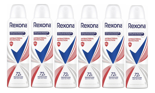 Pack X 6 Rexona 72 Hs Antitranspirante Antibacterial 150 Ml Antibacterial