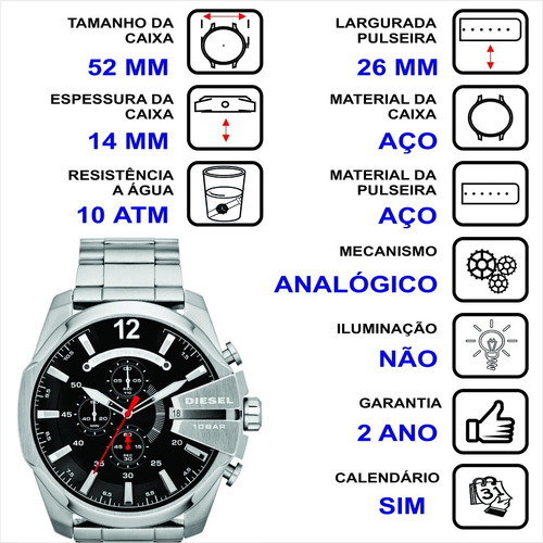 Relógio Diesel Masculino Original C/garantia E Nf Dz4308/1pn