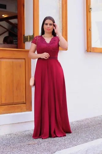 Vestido longo rose com manga 2025