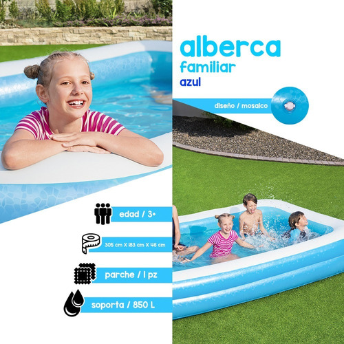 Alberca Rectangular Inflable Piscina Infantil 305cm Bestway
