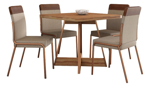 Juego De Comedor Imperial 4 Puestos Mdp 4 Sillas Tapizadas Color Madera