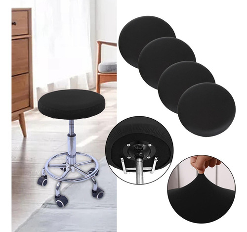 Taburete Elástico Fundas Para Taburetes Circulares Negro