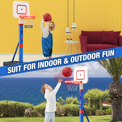 Toddler Basketball Hoop Hyes W/ Scoreboard Led Rim 55cm