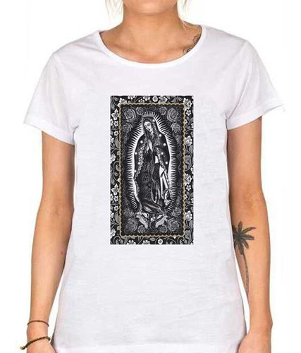 Remera De Mujer Virgen De Guadalupe Gris Religion