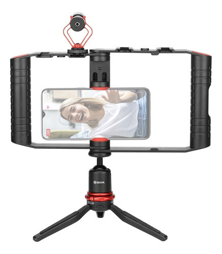 Boya By-vg380 Kit Micrófono Multifuncional Para Celular Color Negro