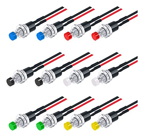 /12pcs 1a 250v Ac 2 Pins Spst 6 Colors Normal Open Mini...