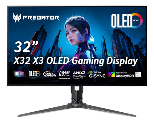 Monitor Acer Predator X32 X3 Oled Dual 4k 240 Full Hd 480 Hz Negro
