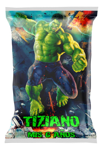 Bolsitas Golosineras Personalizadas Chip Bag Hulk X 10 