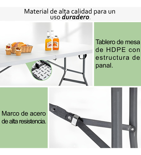 Mesa Plegable Blanco Coral Portátil Portafolio 1.8 Kitul