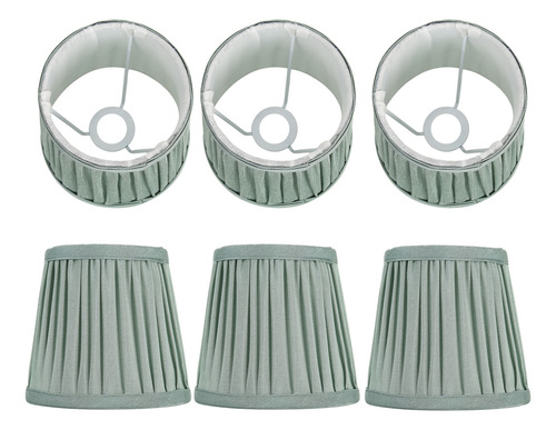 Candelabros De Pared Con Pantalla De Tela Verde, 6 Piezas