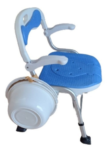 Silla Cómodo Ducha Aluminio Descansabrazos Azul De Lujo