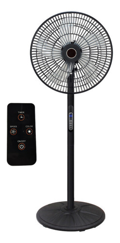 Ventilador De Piso Con Control Remoto Cantidad de aspas 5 Estructura Negro Aspas Gris Diámetro 30 cm Frecuencia 60Hz Material de las aspas Plástico