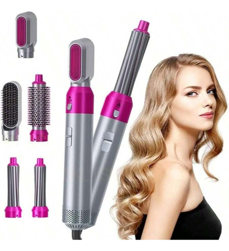 Secadora De Pelo 5 En 1 Rizador Fucsia