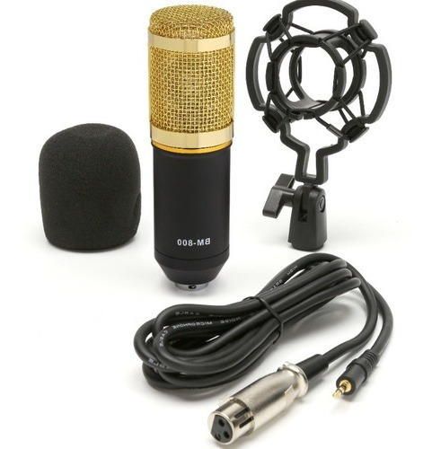 Microfono Condensador Karaoke Usb Profesional Set Estudio Dorado