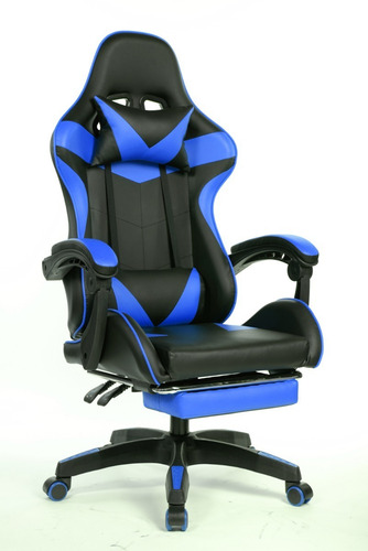 Imagen 1 de 5 de Silla Gamer Se100 Negra Y Azul Tipo Gaming