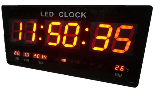 Imagen 5 de 7 de Reloj Digital De Pared Led 46x22cm Temperatura Calendario
