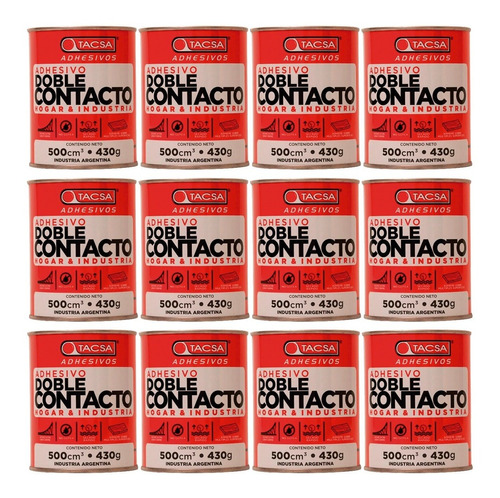 Adhesivo Cemento De Contacto Doble Tacsa 500cm3 Pack X 12