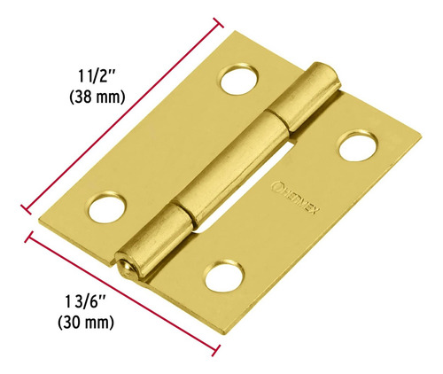Bolsa 2 Bisagras Rectangulares 1-1/2´´ Latonado Hermex 43206