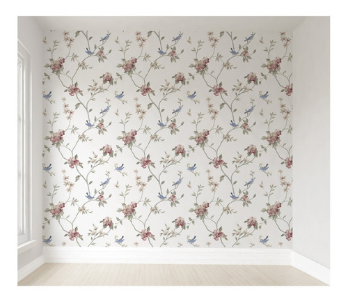 Papel De Parede Feminino Floral Infantil De Bebê - 4m² Vr166