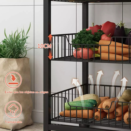 Estantería Multicapa Cocina 80cm, Ahorra Espacio. Negro