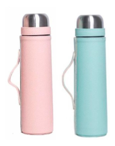 Termos Litro Forrados En Eco Cuero De Acero, Para El Mate.