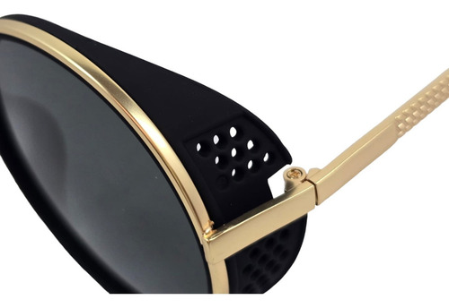 Gafas De Sol Redondas Retro Punk Fashion Moda Pr Uv Cg221 Redondo Negro Dorado Dorado