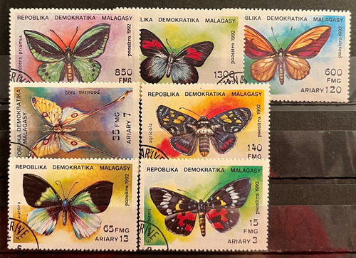 Malgasy - Lote De 7 Sellos - Mariposas  P709