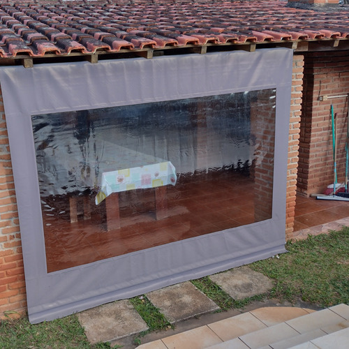 Toldo Cortina Completo Com Os Tubos- Sob Medida 3,80 X 2,20 Cor CINZA CV