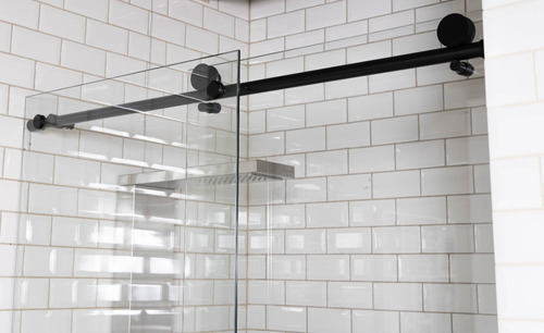 Mampara De Baño Acero Inox Negro Granero 130 Sidney Gorena