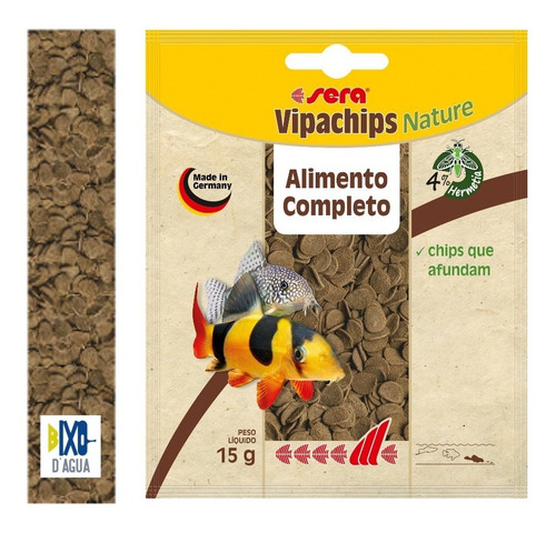 Imagem 2 de 2 de Sera Vipachips Ração Base Chips Peixes Fundo 15g - Sachê
