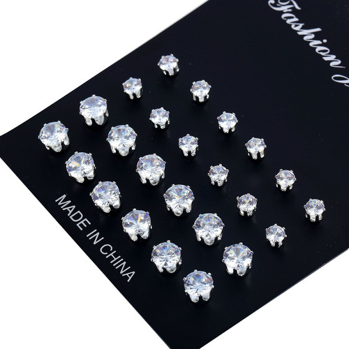 Applicable To: 12 Pares Aretes Perno Hueso Oreja Diamante