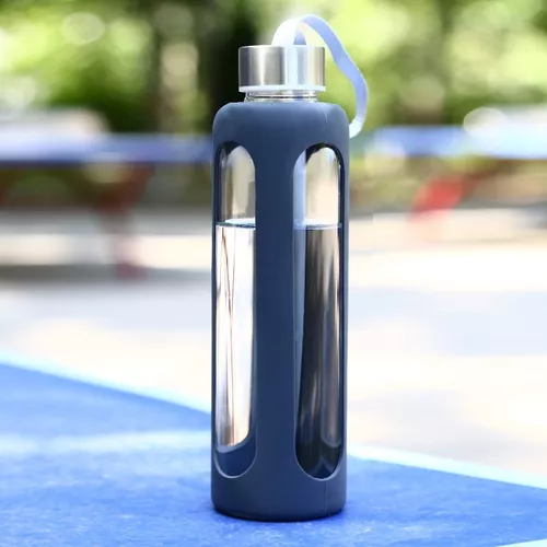 Botella Agua Vidrio Con Funda Protectora Decorada Sport