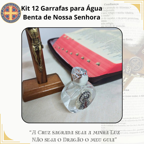 Kit 12 Lembrancinha Batizado Garrafa Água Benta Nossasenhora