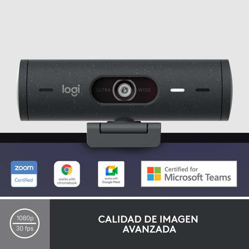 Webcam Logitech Brio 500 Full Hd, Negro