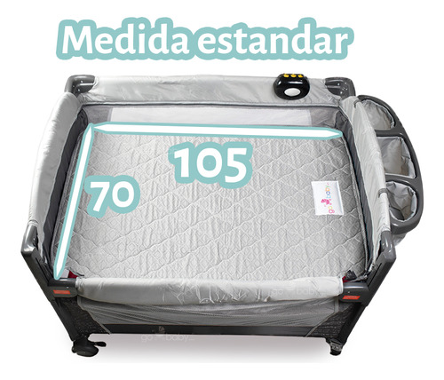 Colchón Universal Jackard Para Cuna, Corral 105x70 Gris