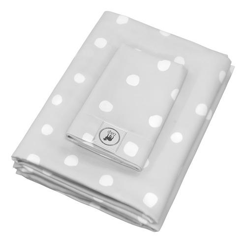 Nap-juego De Sabanas / Mini Colecho 90x50cm, Algodón Gris Lunares