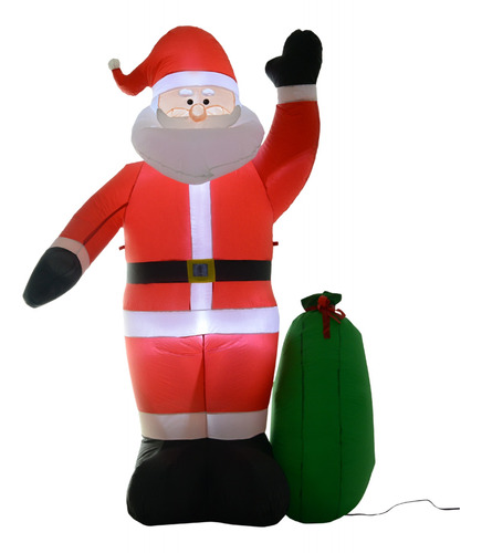 Inflable De Navidad Con Luz De Santa Claus Y Saco De 8