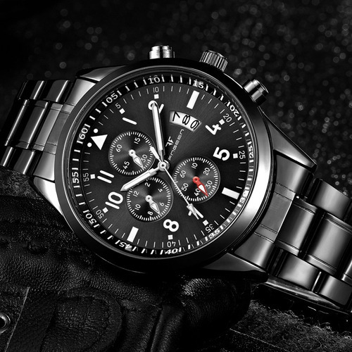 Reloj De Cuarzo Luminoso De Moda Para Hombre Fngeen Color De La Correa Blanco Color Del Fondo Negro