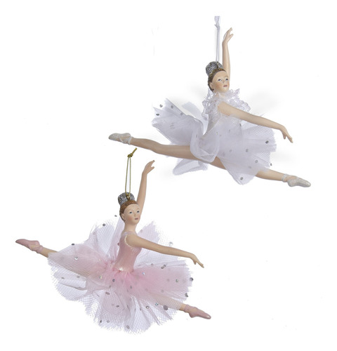 Kurt Adler Bailarina Rosa Y Blanco Adornos De Navidad 2 Surt