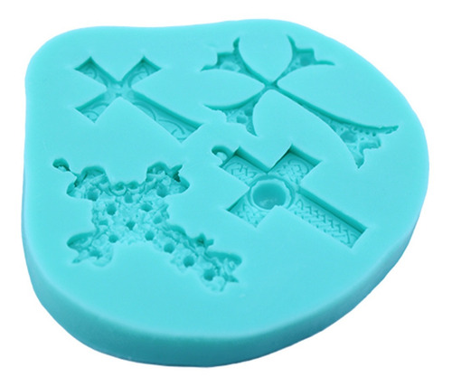 Juego 4 Moldes Fondant Silicón Cruces Repostería 16 Cruces Color Celeste