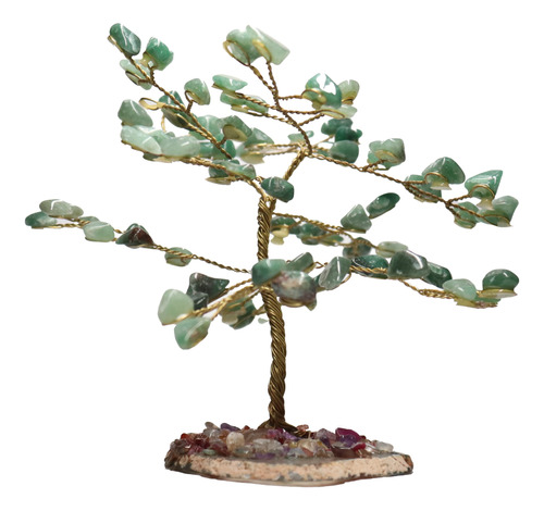 Árvore Bonsai Em Aventurina Verde Pedras Naturais 138g 12cm