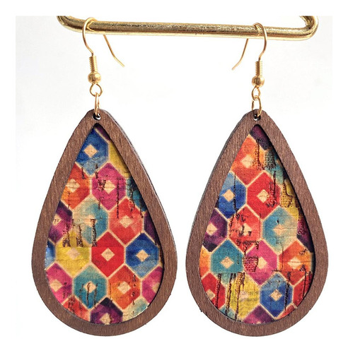 X Pendientes Con Forma De Gota, Cuero De Arco Iris Cuadrado