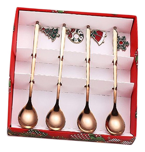 Cuchara De Café De Navidad De Acero Rosa Áurea Rosa Áurea
