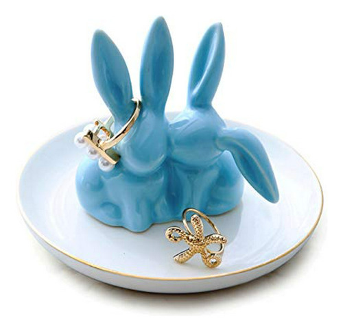 Vellarr Adorable Bunny Ring Holder Jewelry Tower Plato De Ce