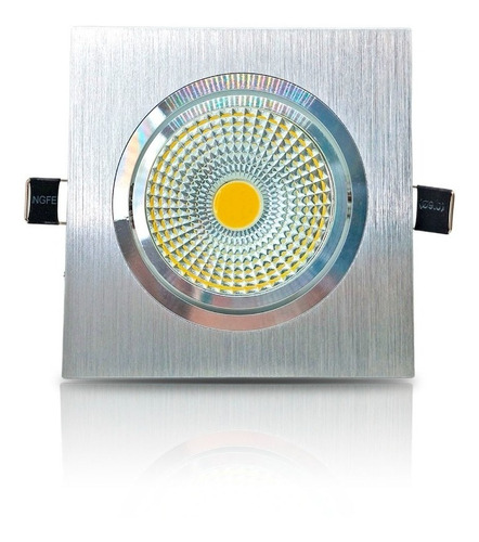 Spot Led Cob Embutir Direccional Cuadrado 5w Completo Acero Estructura Blanco Cálido