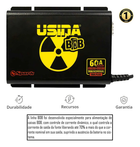 Fonte Usina Bob 60 Amperes Bivolt Dynamic
